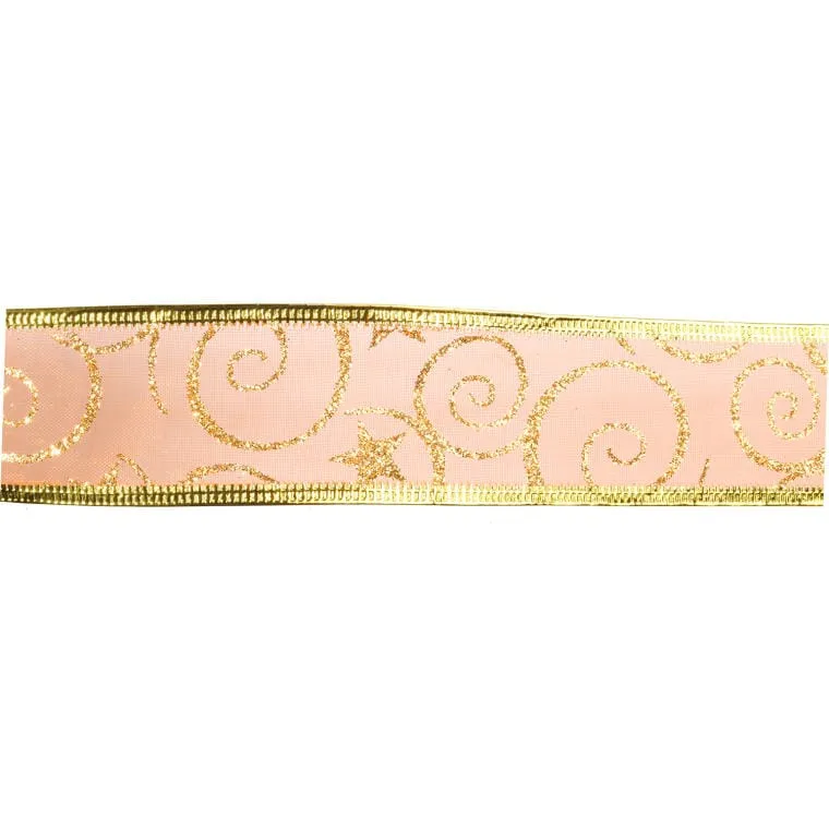 Wstążka Dekoracyjna 5 cm X 2,7 m - Złoto-Pomarańczowa
