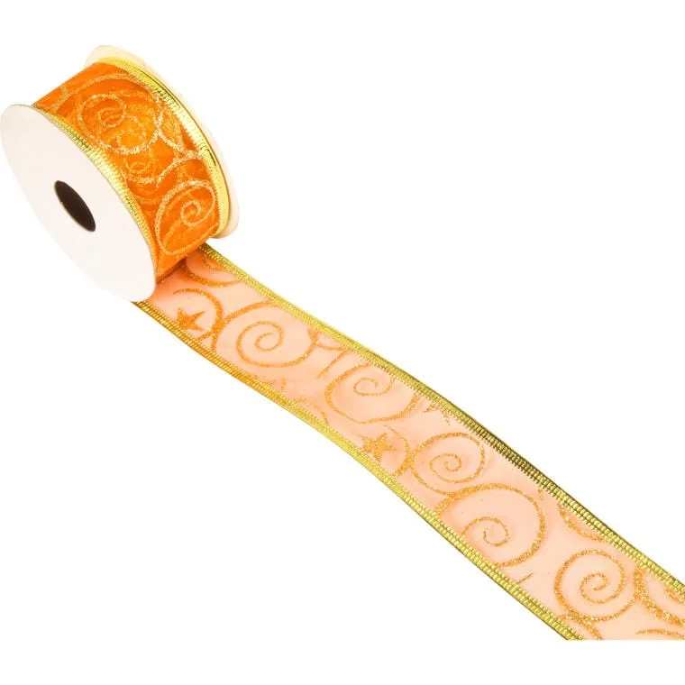 Wstążka Dekoracyjna 5 cm X 2,7 m - Złoto-Pomarańczowa