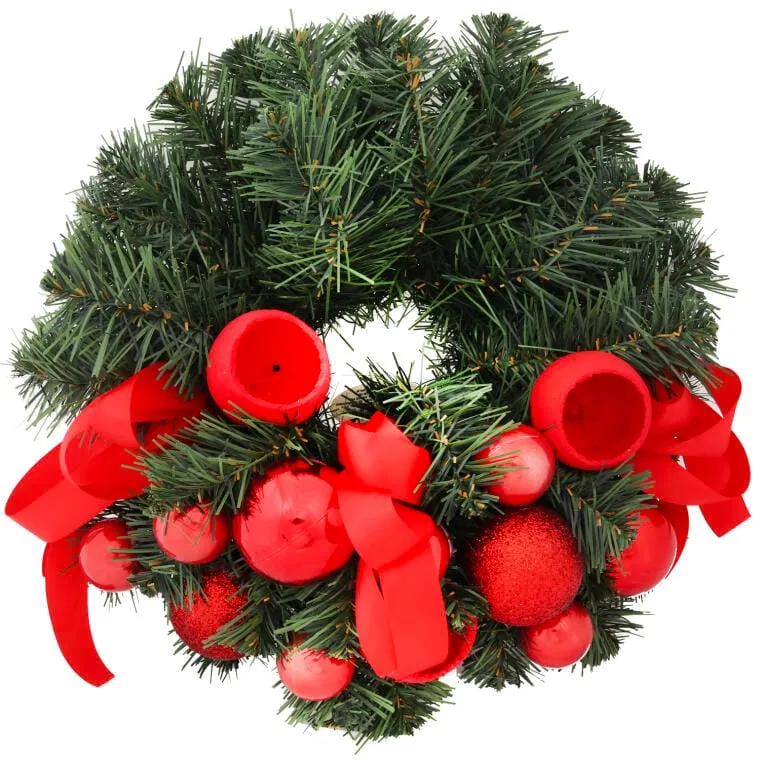 Wianek Dekoracyjny Świąteczny Wieniec 40cm - Czerwony