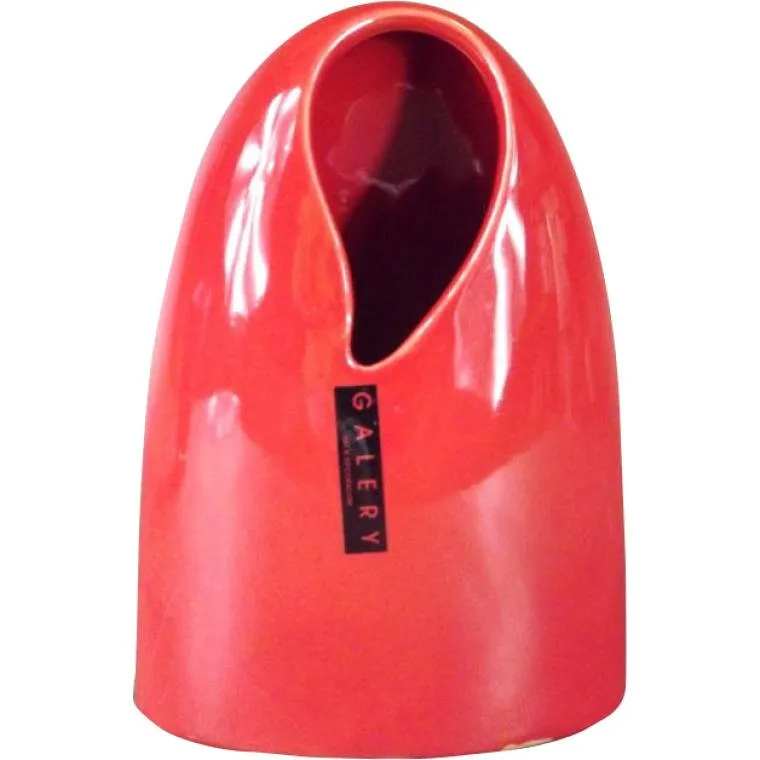 Wazon Ceramiczny W Kolorze Czerwonym 12,5x7,5x18 cm
