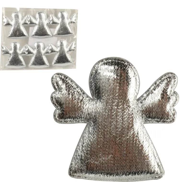 Komplet 6 Srebrnych Naklejek Aniołków O Wielkości 4 cm