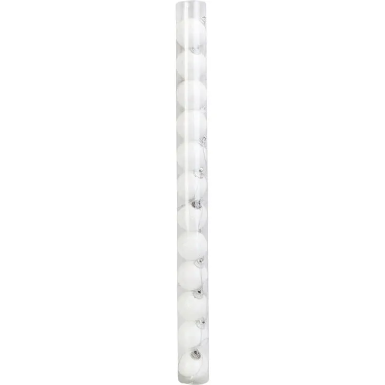 Zestaw 12 Białych Brokatowych Bombek Choinkowych 4cm