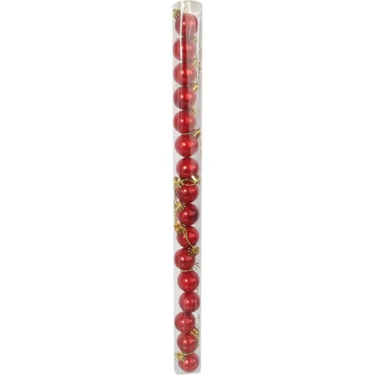 Zestaw 16 Bombek Plastikowych W Tubie 3 cm - Czerwone