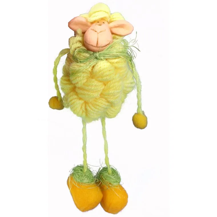 Figurka Baranek Z Włóczki Do Posadzenia 18cm - Żółty