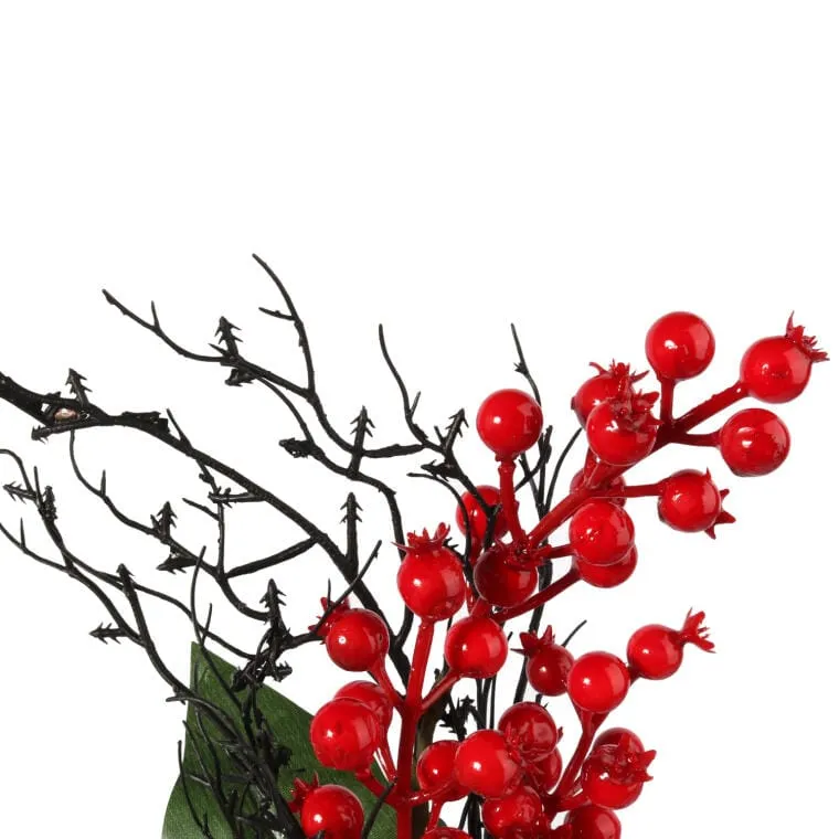 Gałązka Jarzębiny Z Gwiazdą Betlejemską 62 cm - Czerwona