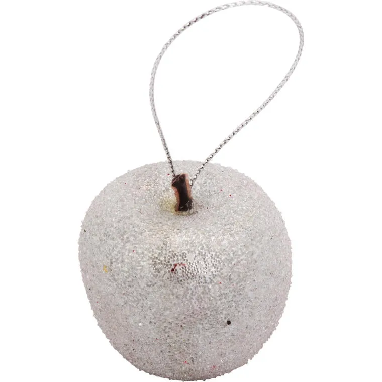 Zestaw 9 Srebrnych Bombek W Kształcie Jabłek 4,5cm Z Efektem Oszronienia