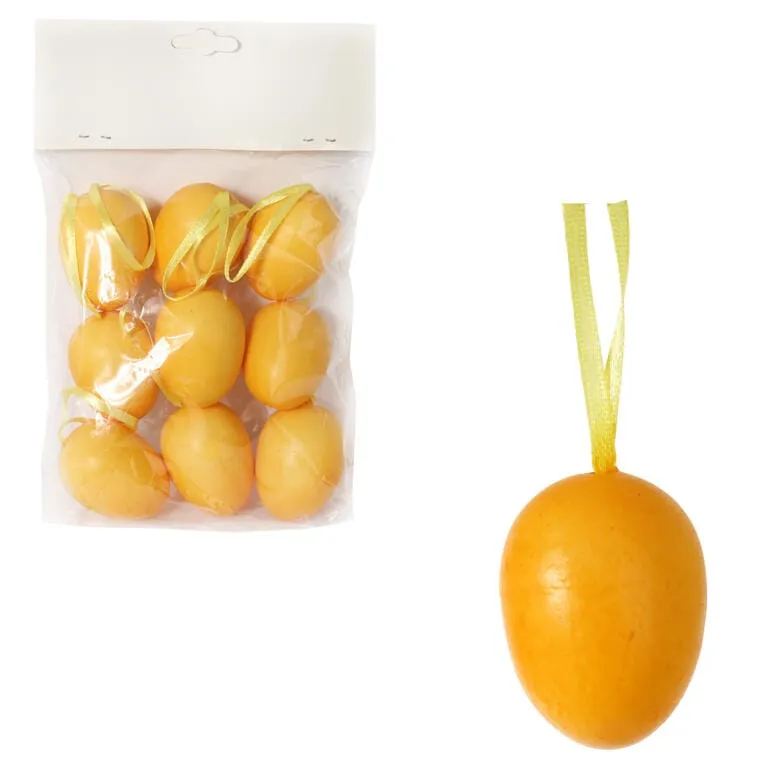 Jajka Plastikowe Zawieszki Zestaw 9 Sztuk 5cm - Żółte