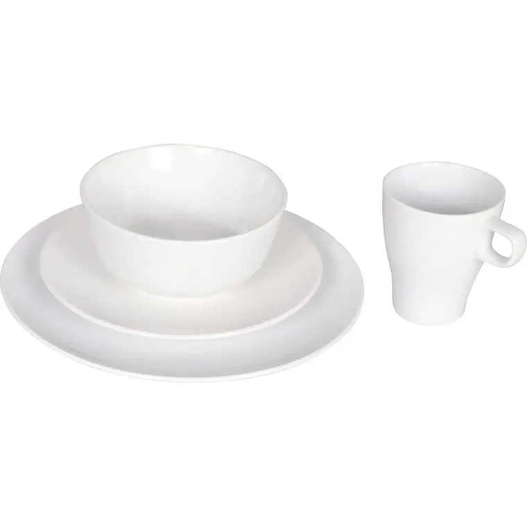 Komplet Porcelany Stołowej Białej Z Możliwością Użytku W Zmywarce I Mikrofalówce