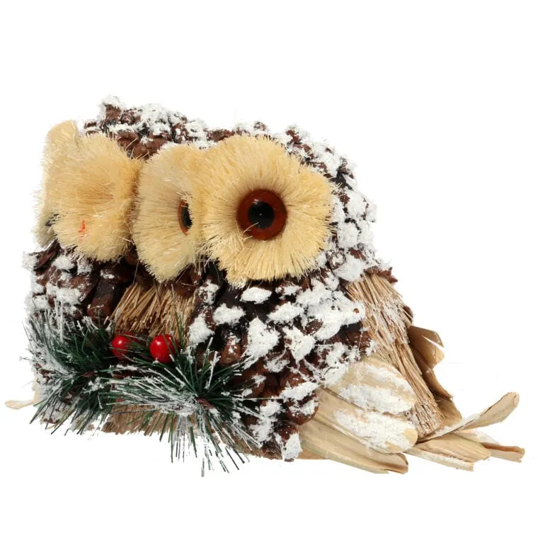 Zawieszka Świąteczna Drewniane Sówki Z Dekoracją 24 cm