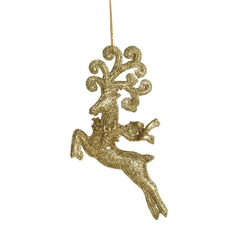 Zawieszka Dekoracyjna Renifer Brokatowy 18 cm - Złoty
