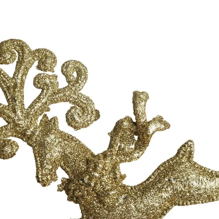 Zawieszka Dekoracyjna Renifer Brokatowy 18 cm - Złoty