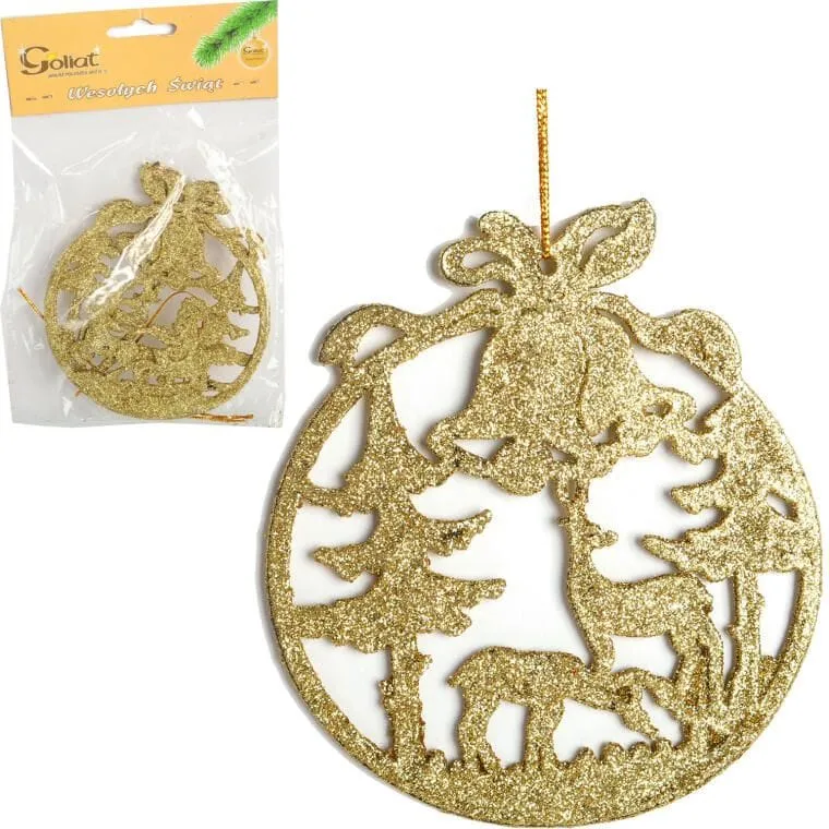 Zawieszka Dekoracyjna Brokatowa 10 cm - Złota