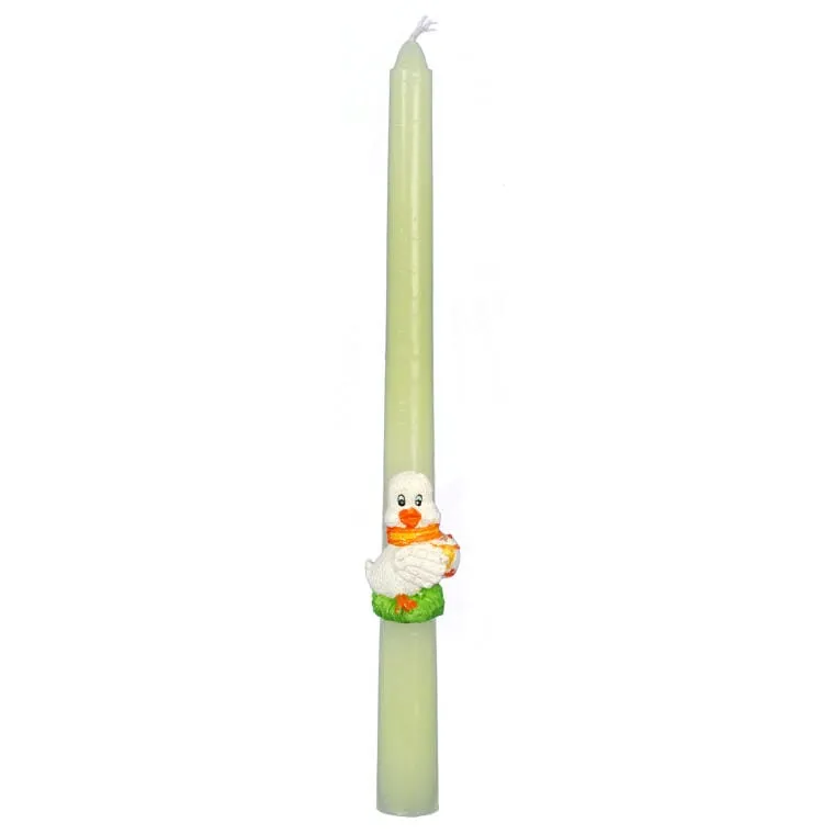 Świeczki Wielkanocne Z Figurkami Kaczek 26cm, Białe, 2 szt