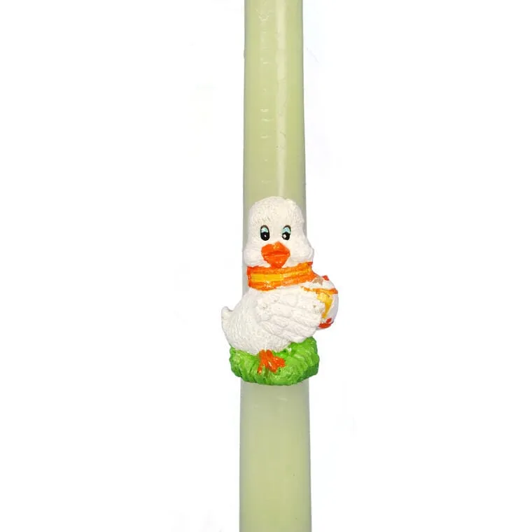 Świeczki Wielkanocne Z Figurkami Kaczek 26cm, Białe, 2 szt