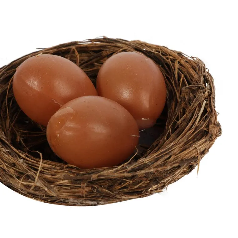 Dekoracja Wielkanocna Trzy Jajka W Gnieździe 6 cm - Brązowe