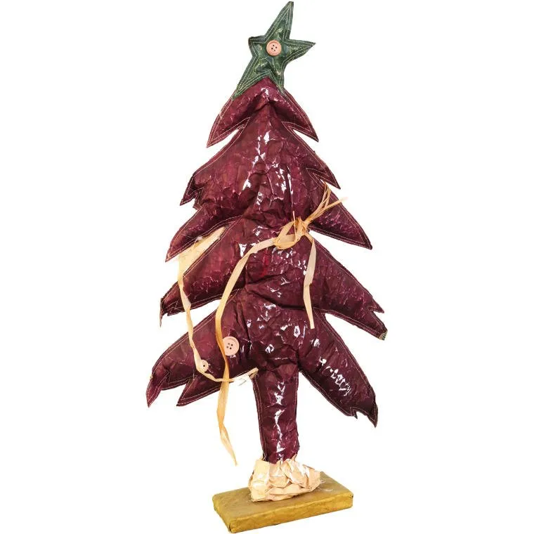 Papierowa Choinka Dekoracyjna 65 cm - Zielono-Bordowa
