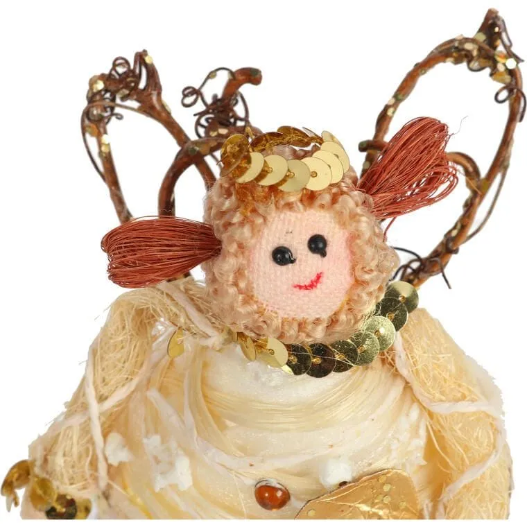 Uśmiechnięty Aniołek Z Sizalu 18cm - Świąteczna Figurka Dekoracyjna