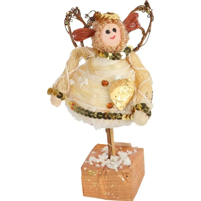 Uśmiechnięty Aniołek Z Sizalu 18cm - Świąteczna Figurka Dekoracyjna