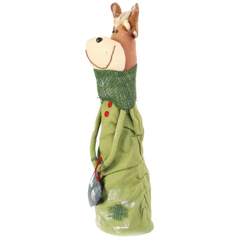Renifer Stojący Wykonany Z Naturalnych Materiałów W Kolorze Zielonym 44 cm