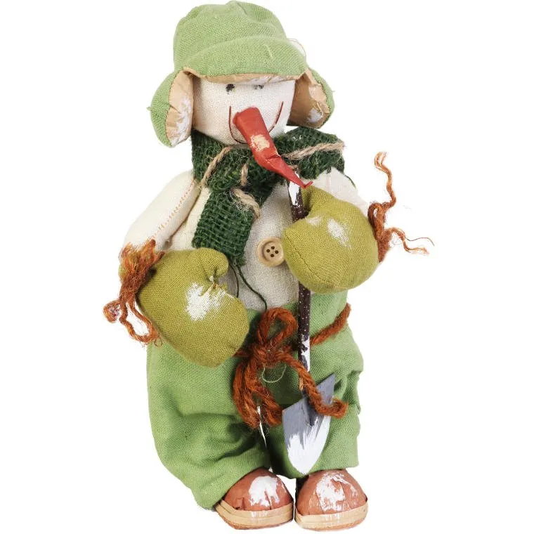 Bałwan Stojący W Kolorze Zielonym Wykonany Z Naturalnych Materialow 29 cm