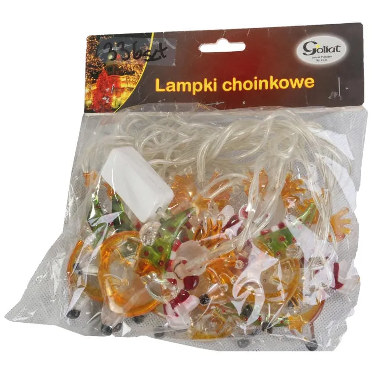 Lampki Choinkowe Reniferki Akrylowe Z 8 LED, Kabel Przezroczysty, Kolor Biały, IP44, Zasilanie Bateryjne