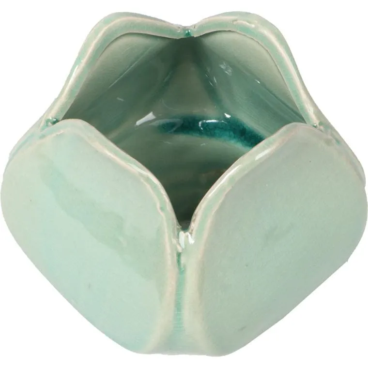 Wazonik Ceramiczny W Kształcie Kwiatu 10x8 cm - Turkusowy