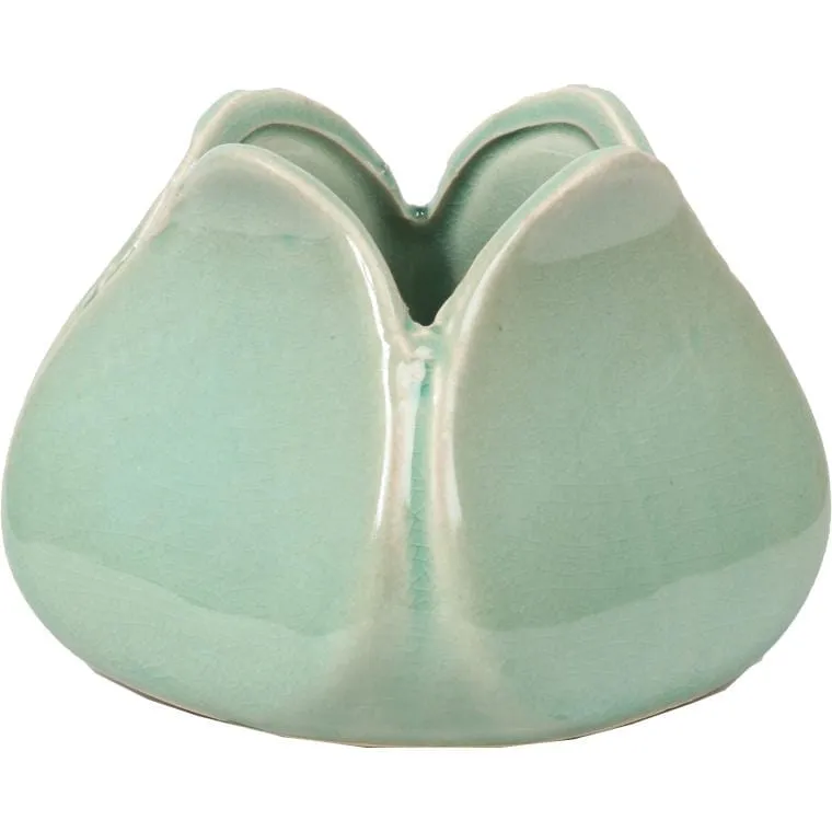 Wazonik Ceramiczny W Kształcie Kwiatu 10x8 cm - Turkusowy