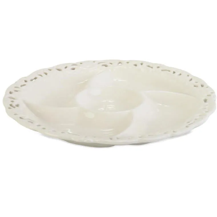 Elegancki Ceramiczny Talerz Z Przegrodami 26 cm Z Kolekcji Koronkowej