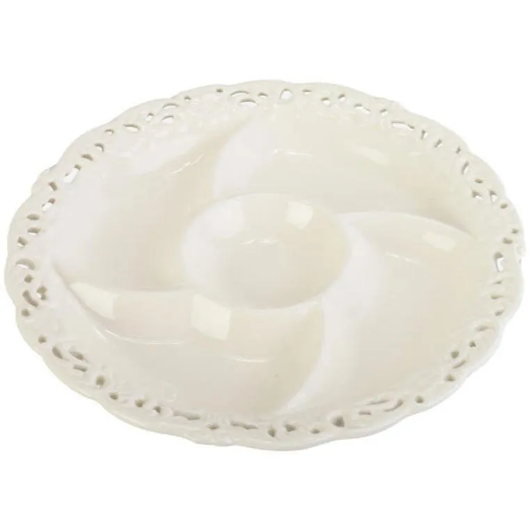 Elegancki Ceramiczny Talerz Z Przegrodami 26 cm Z Kolekcji Koronkowej