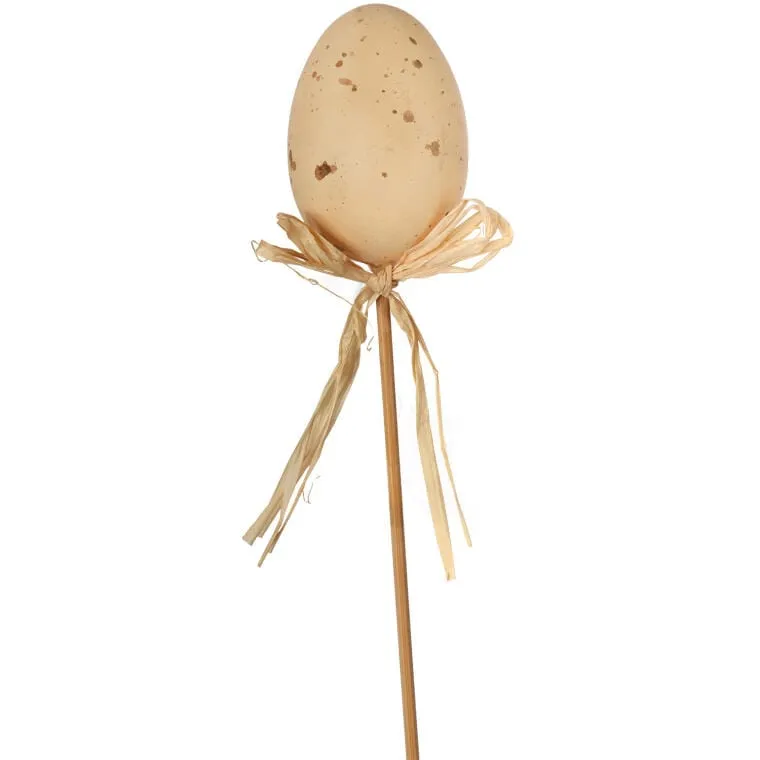 Wielkanocne Jajko Dekoracyjne Z Rafią Na Drewnianym Piku, Kolor Brązowy, 25 cm