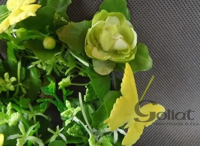 Stroik Na Świecę Ogród Z Żółtymi Motylkami, Średnica 8cm, Wysokość 15cm - Zielony