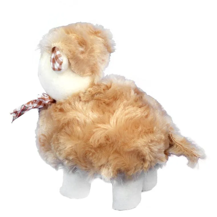 Figurka Baranek Ze Wstążką W Kratkę 14cm - Brązowy