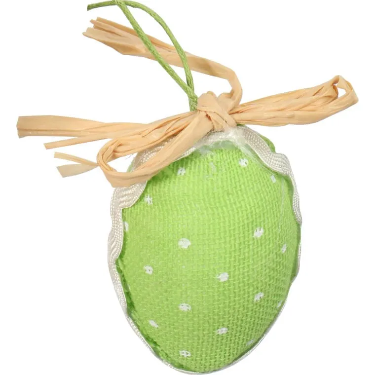 Zestaw 6 Zielono-Białych Jajek W Kropki - Ozdoby Wielkanocne 6 cm