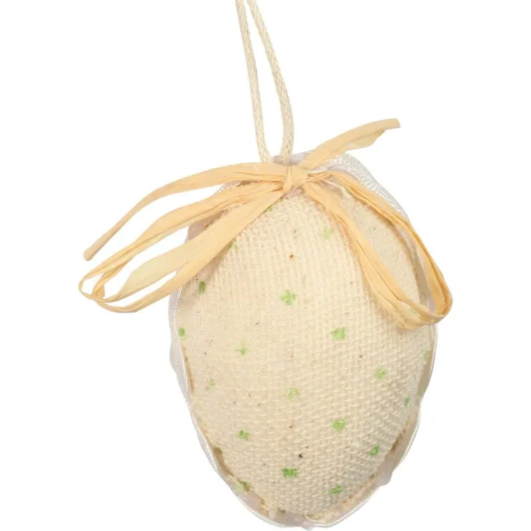 Zestaw 6 Zielono-Białych Jajek W Kropki - Ozdoby Wielkanocne 6 cm