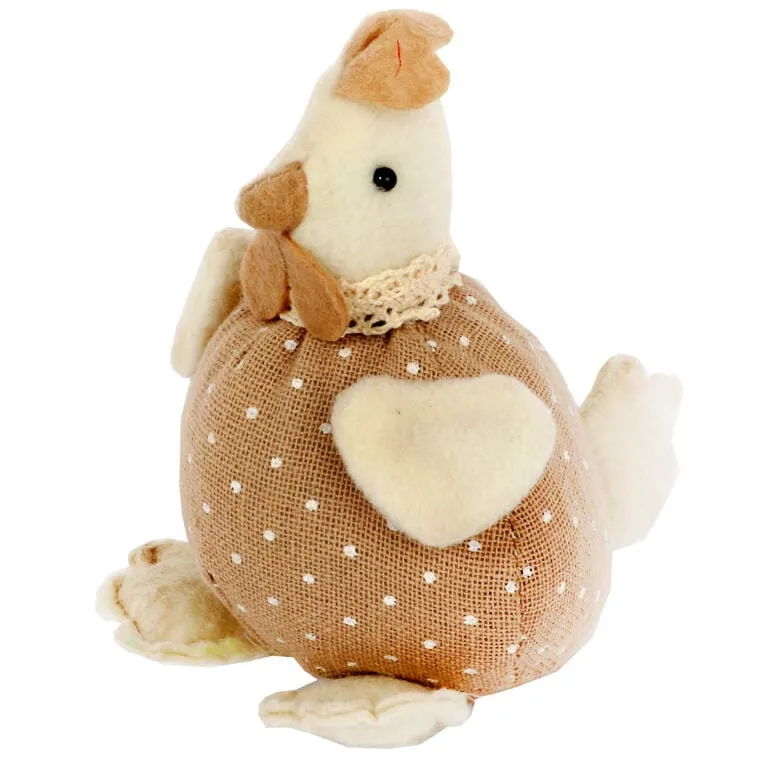 Pluszowa Kura W Kropki - Dekoracja Wielkanocna 12 cm, Kolor Brązowy
