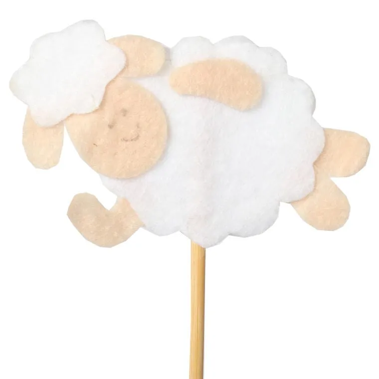 Wielkanocna Figurka Owca Z Filcu - Biały Baranek Na Piku, 26 cm