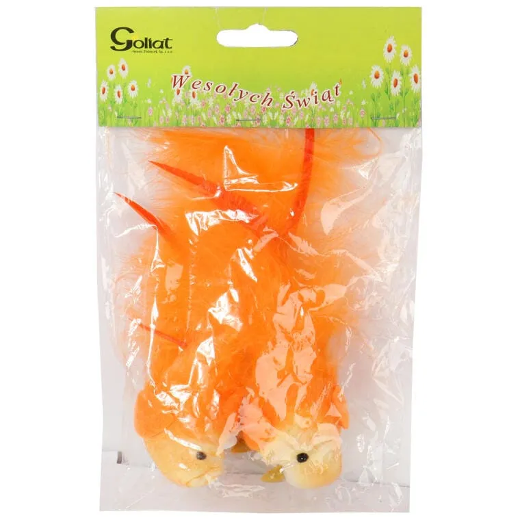Ptaszki Z Naturalnymi Piórkami Do Stroików 2szt 15cm - Pomarańczowe