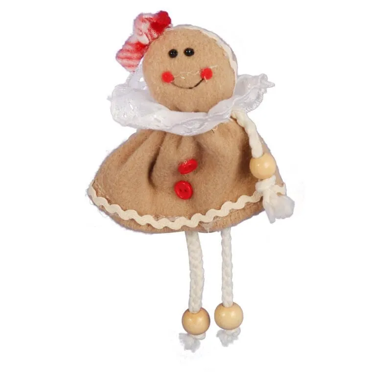 Ozdoba Bożonarodzeniowa Zawieszka PANI PIERNIK Z Materiału 14cm - BRĄZOWA