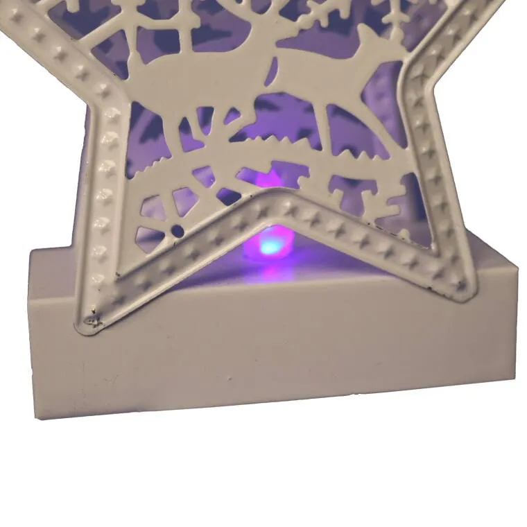 Metalowa Gwiazda Świąteczna LED Zmieniająca Kolory, Biała, 13 cm, Na Baterie