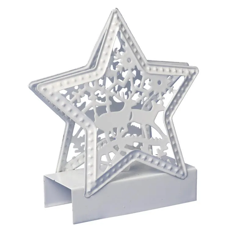 Metalowa Gwiazda Świąteczna LED Zmieniająca Kolory, Biała, 13 cm, Na Baterie