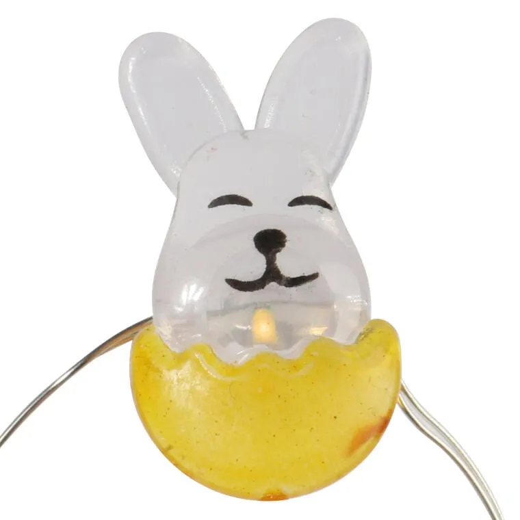 Lampki Wielkanocne W Kształcie Zajączków, 10 LED, Zasilanie Bateryjne, Dekoracja Wnętrz I Ogrodu - Żółte