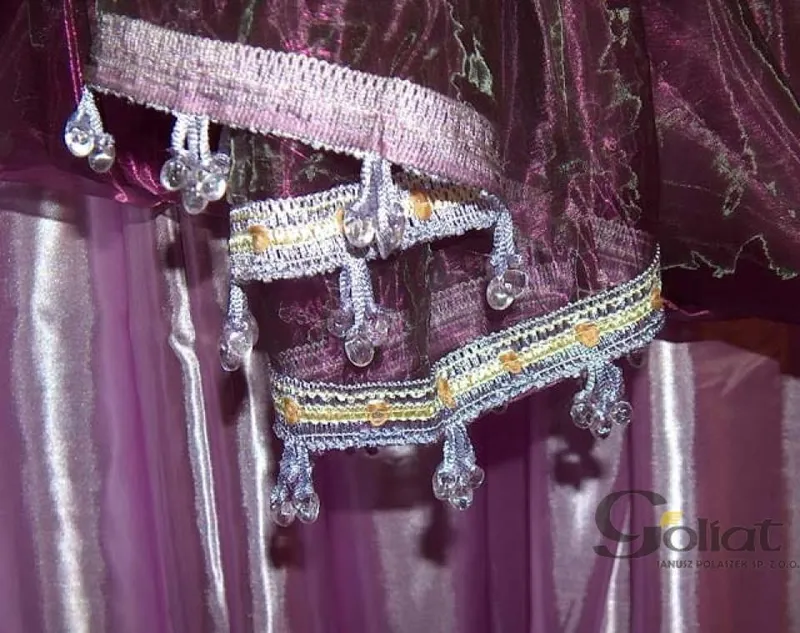 Elegancka Zasłona Wrzosowa Dwuwarstwowa Z Koralikami