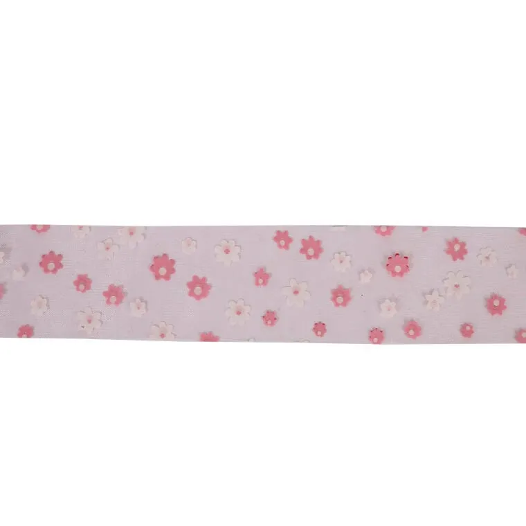 Wstążka Dekoracyjna Różowa W Kwiatki 5 cm - Idealna Na Wielkanoc I Wiosnę