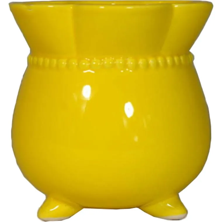Osłonka Ceramiczna Wazonik W Żółtym Kolorze 11x11 cm