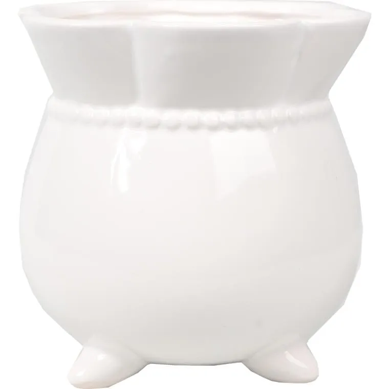 Osłonka Ceramiczna Wazonik W Białym Kolorze 11x11 cm
