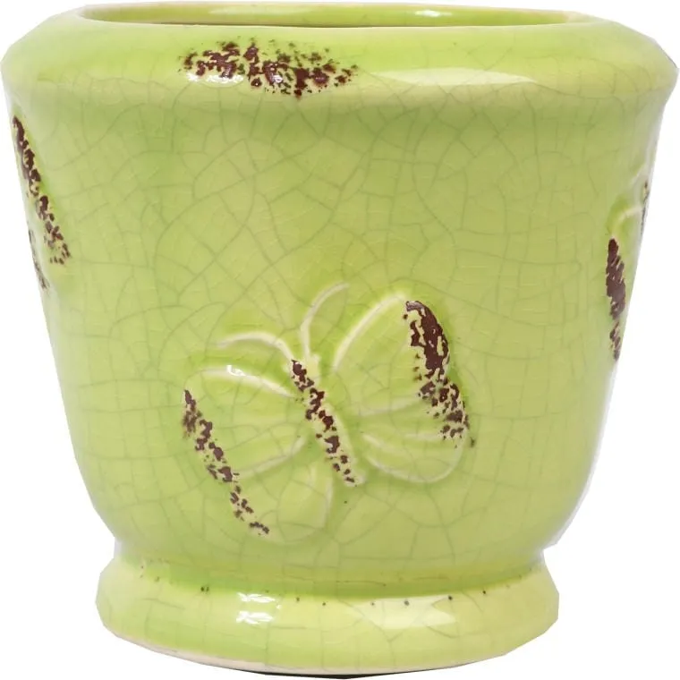 Osłonka Ceramiczna Wazonik W Zielonym Kolorze 10x9 cm