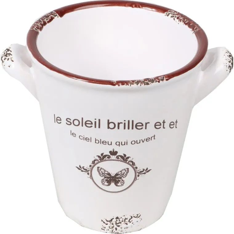 Ceramiczna Osłonka Vintage W Stylu Emaliowanego Kubka, Kolor Kremowy, 10,5 cm