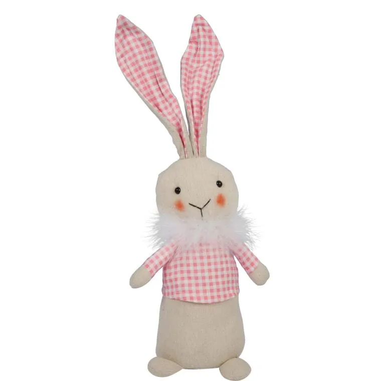 Figurka Wielkanocna: Stojący Zając W Różowym Kolorze - Dekoracja Na Wielkanoc 34cm