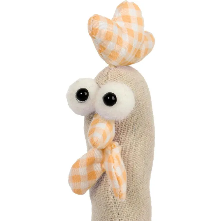 Figurka Wielkanocna Stojący Kogut 25cm, Z Biało-Różową Kratką - Pomarańczowy