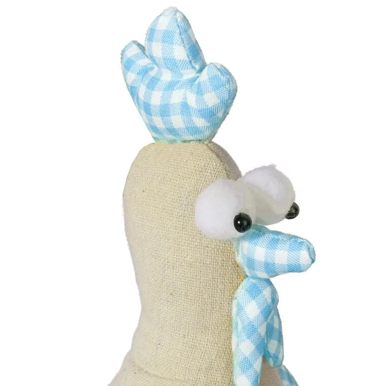 Dekoracyjna Figurka Wielkanocna - Stojąca Kura Z Materiału, Niebieska, 25 cm